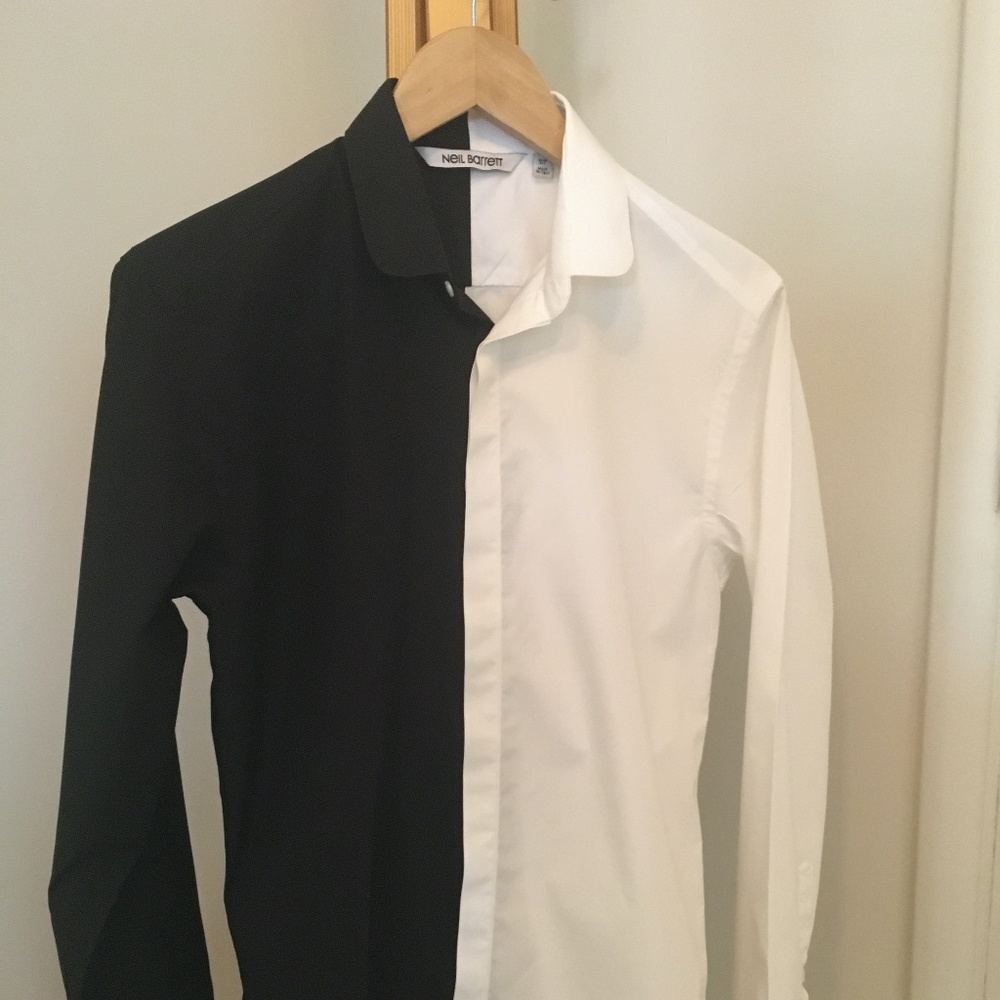 Neil Barrett Half Black/Half White Cotton Shirt